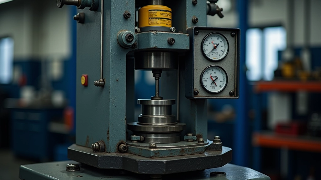 Hydraulic press equipment in workshop