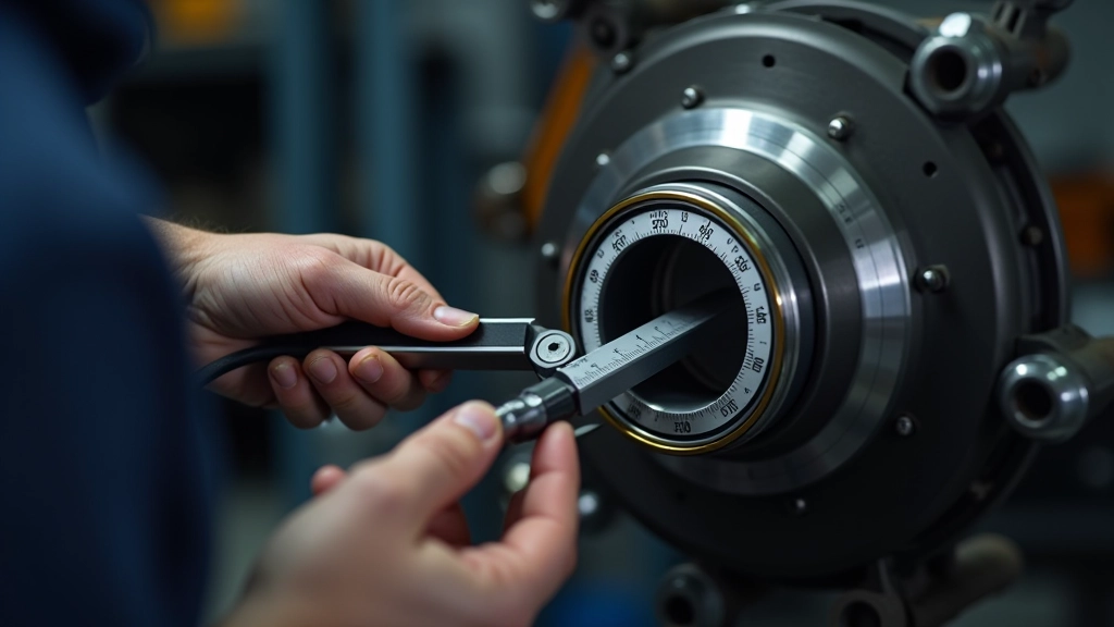 Close-up view of precision bearing installation measurement and quality verification process in professional workshop