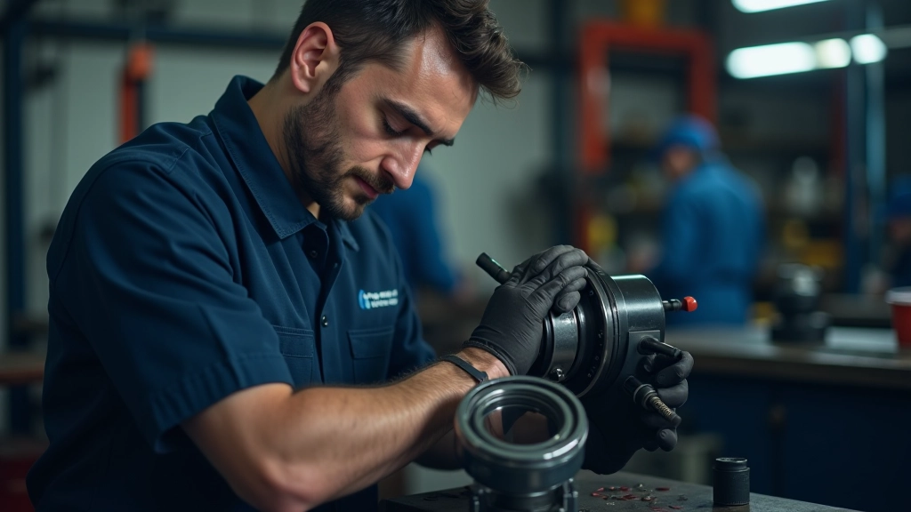 Experienced technician performing precision wheel bearing installation